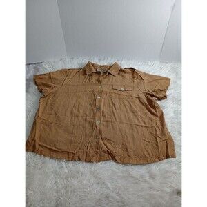 Island Sands Women's Beige Short Sleeve Top Button Up Sz 2x